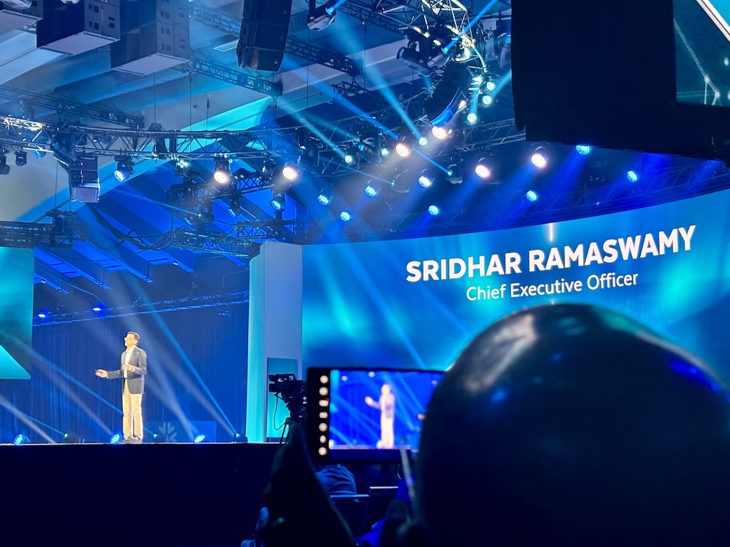 Snowflake CEO Sridhar Ramawamy at the opening keynote.